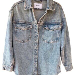 Pistola Womens Sz Small Mandy Oversized Light Wash Denim Button-Up Shacket